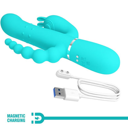 PRETTY LOVE - CAMMY 4 IN 1 MULTIFUNCTION TRIPPLE RABBIT VIBRATOR  BLUE - 5