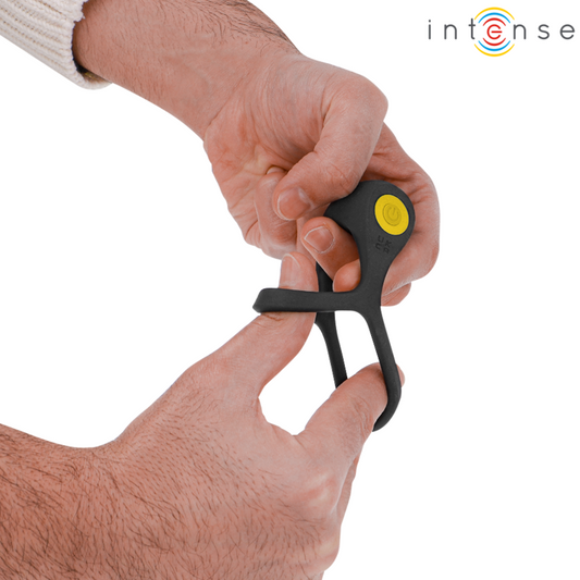 INTENSE - ALEX DOUBLE COCK RING VIBRATOR 10 VIBRATIONS BLACK