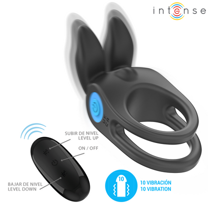 INTENSE - SAM DOUBLE COCK RING VIBRATOR 10 VIBRATIONS BLACK
