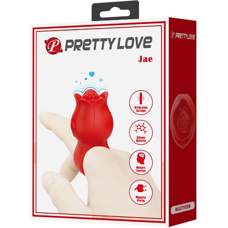 PRETTY LOVE - JAE ROSE SHAPED FINGER VIBRATOR 10 VIBRATIONS RED - 9