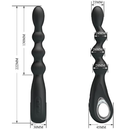 PRETTY LOVE - FEDERER ANAL VIBRATOR 12 VIBRATIONS BLACK - 4