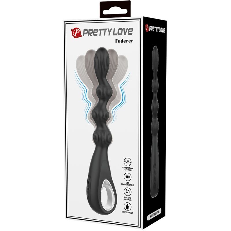 PRETTY LOVE - FEDERER ANAL VIBRATOR 12 VIBRATIONS BLACK - 7
