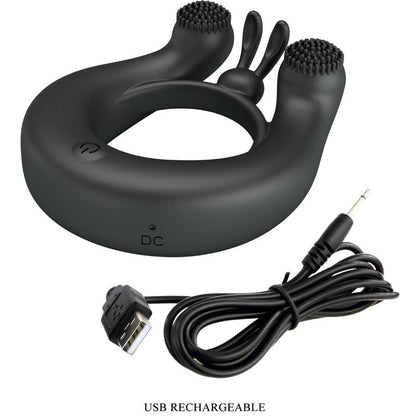 PRETTY LOVE - DAHLIA VIBRATING RING + CLITORIS STIMULATOR 12 VIBRATIONS BLACK - 7