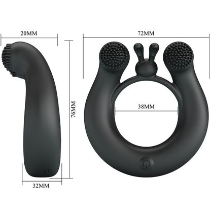 PRETTY LOVE - DAHLIA VIBRATING RING + CLITORIS STIMULATOR 12 VIBRATIONS BLACK - 3