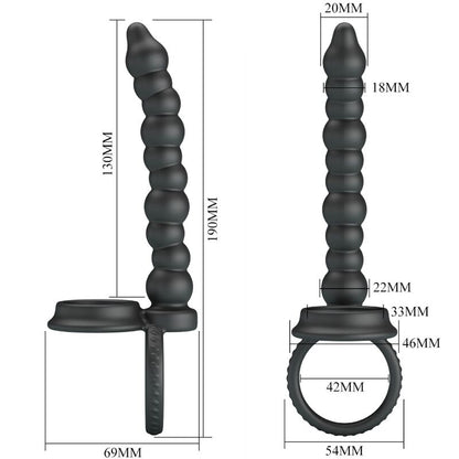 PRETTY LOVE - DILLION DOUBLE PENETRATION COCK RING BLACK - 3