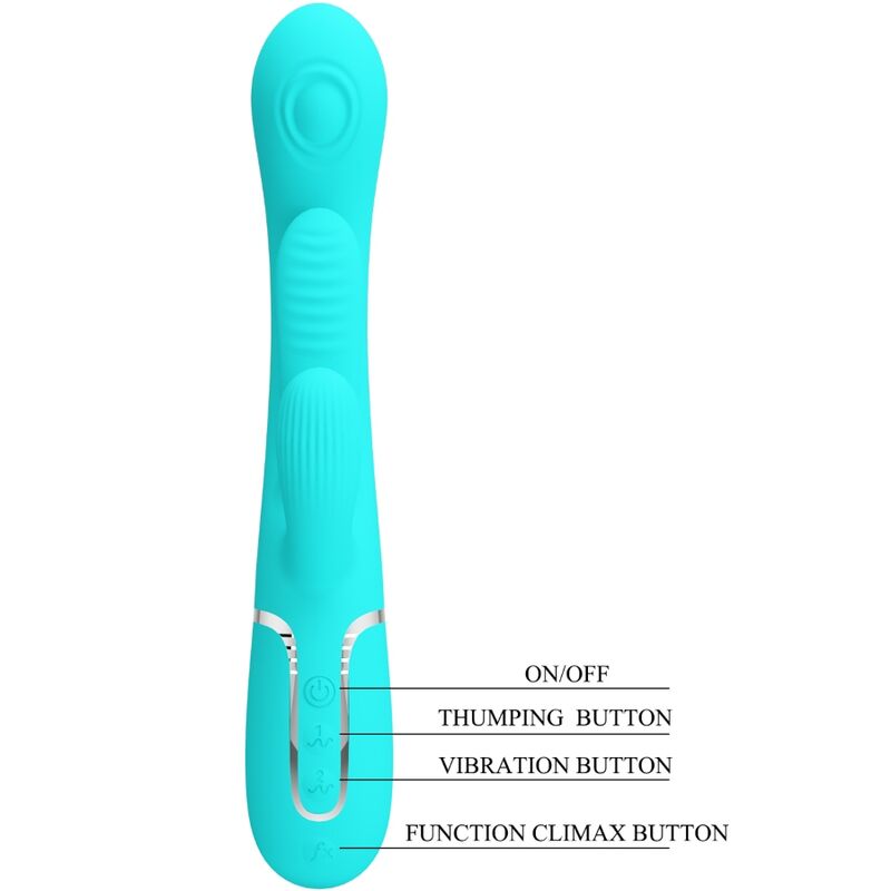 PRETTY LOVE - SHANIA TRIPLE RABBIT MULTIFUNCTION VIBRATOR 3 IN 1 BLUE - 4