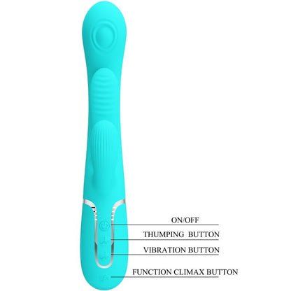 PRETTY LOVE - SHANIA TRIPLE RABBIT MULTIFUNCTION VIBRATOR 3 IN 1 BLUE - 4