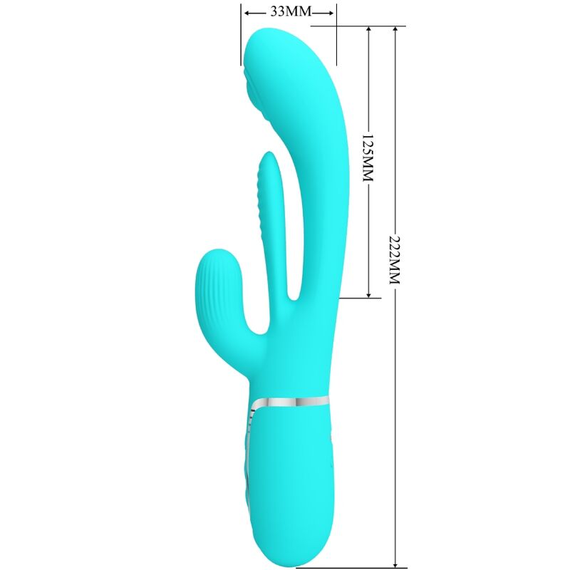 PRETTY LOVE - SHANIA TRIPLE RABBIT MULTIFUNCTION VIBRATOR 3 IN 1 BLUE - 9