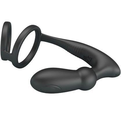 PRETTY LOVE - EMONI PENIS RING + ANAL PLUG 12 VIBRATIONS BLACK - 4