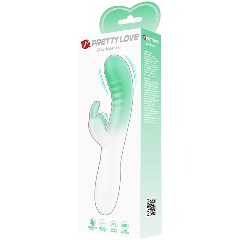 PRETTY LOVE - CERBERUS RABBIT VIBRATOR 3O VIBRATIONS GREEN - 5