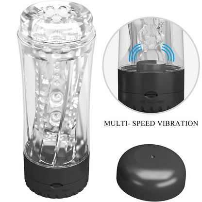PRETTY LOVE - TAMARA MALE MASTURBATOR MULTI-SPEED VIBRATOR BLACK - 7