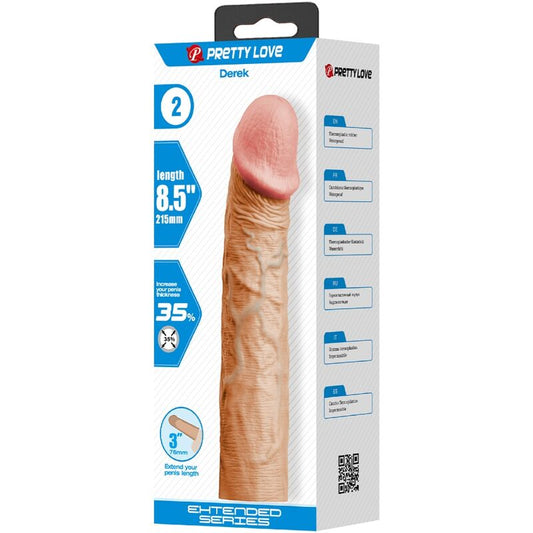 PRETTY LOVE - DEREK PENIS SLEEVE WITH 7.6 CM EXTENSION FLESH - 1
