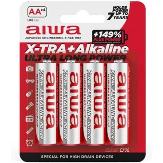 AIWA - X-TRA ALKALINE AA ALKALINE BATTERY LR6 BLISTER*4 - 1