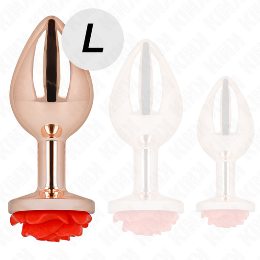 KINK - ROSE GOLD BUTT PLUG WITH RED ROSE L