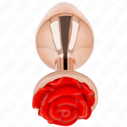 KINK - PINK GOLD ANAL PLUG WITH RED ROSE L - 2