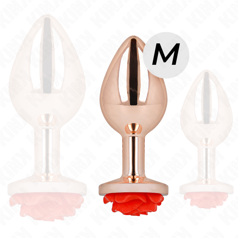 KINK - PINK GOLD ANAL PLUG WITH RED ROSE M - 4