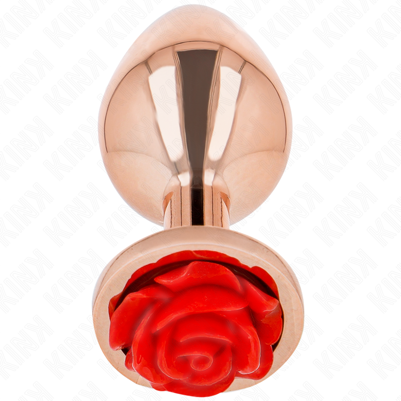 KINK - PINK GOLD ANAL PLUG WITH RED ROSE M - 5