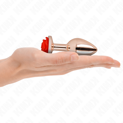 KINK - ROSE GOLD BUTT PLUG WITH RED ROSE M