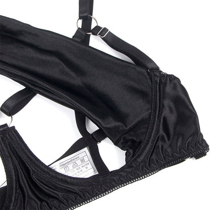 SUBBLIME - 955199 BRA SET WITH ADJUSTABLE BLACK BOW S/M - 12