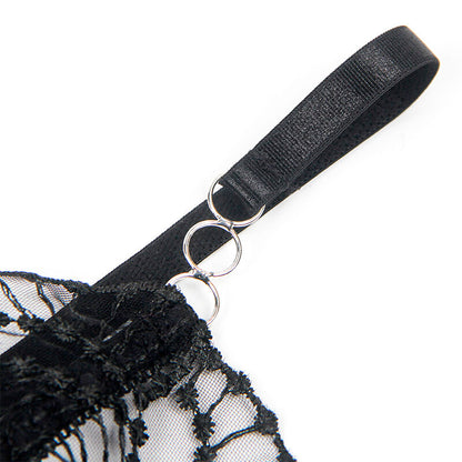 SUBBLIME - 955229 TRANSPARENT BODYSUIT WITH HOLLOWED LACE BLACK L/XL