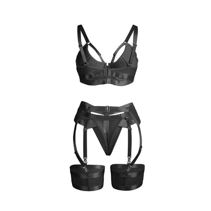 SUBBLIME - 955236 BLACK BONDAGE BRA WITH GARTER SET S/M - 5