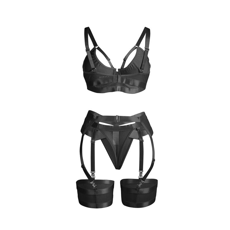 SUBBLIME - 955243 BLACK BONDAGE BRA WITH GARTER SET L/XL - 5