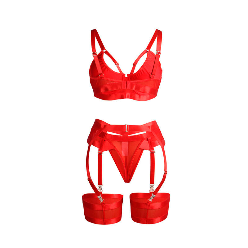 SUBBLIME - 955267 RED BONDAGE BRA WITH GARTER SET L/XL - 5