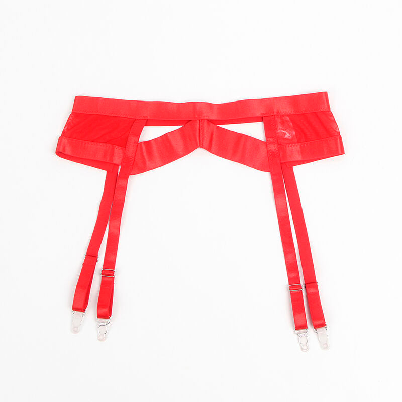 SUBBLIME - 955267 RED BONDAGE BRA WITH GARTER SET L/XL - 9