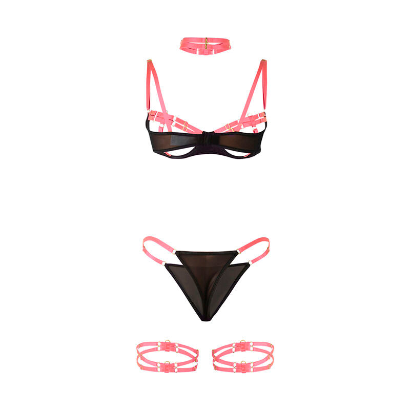 SUBBLIME - 955298 BRA SET WITH NECKLACE AND LEG DETAILS FLUORESCENT PINK S/M - 6