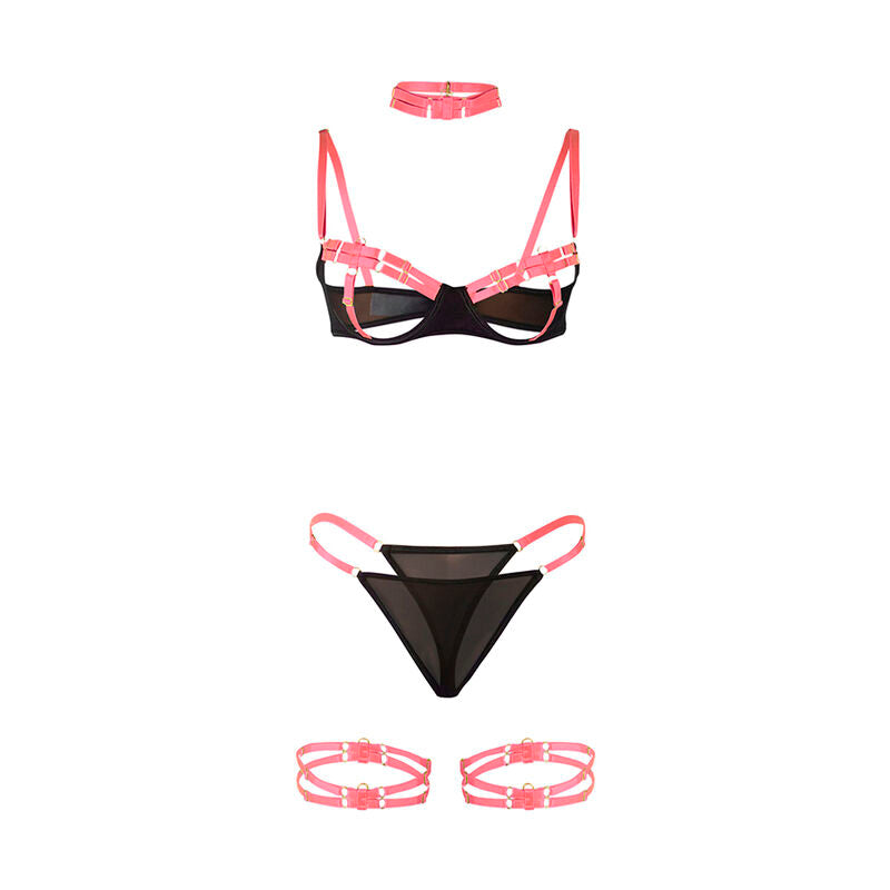 SUBBLIME - 955298 BRA SET WITH NECKLACE AND LEG DETAILS FLUORESCENT PINK S/M - 5
