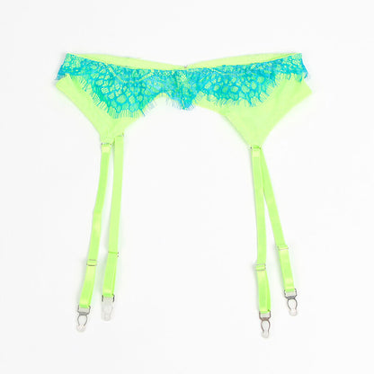 SUBBLIME - 955311 COMPLETE BRA WITH LACE AND GARTER LINES GREEN AND BLUE S/M