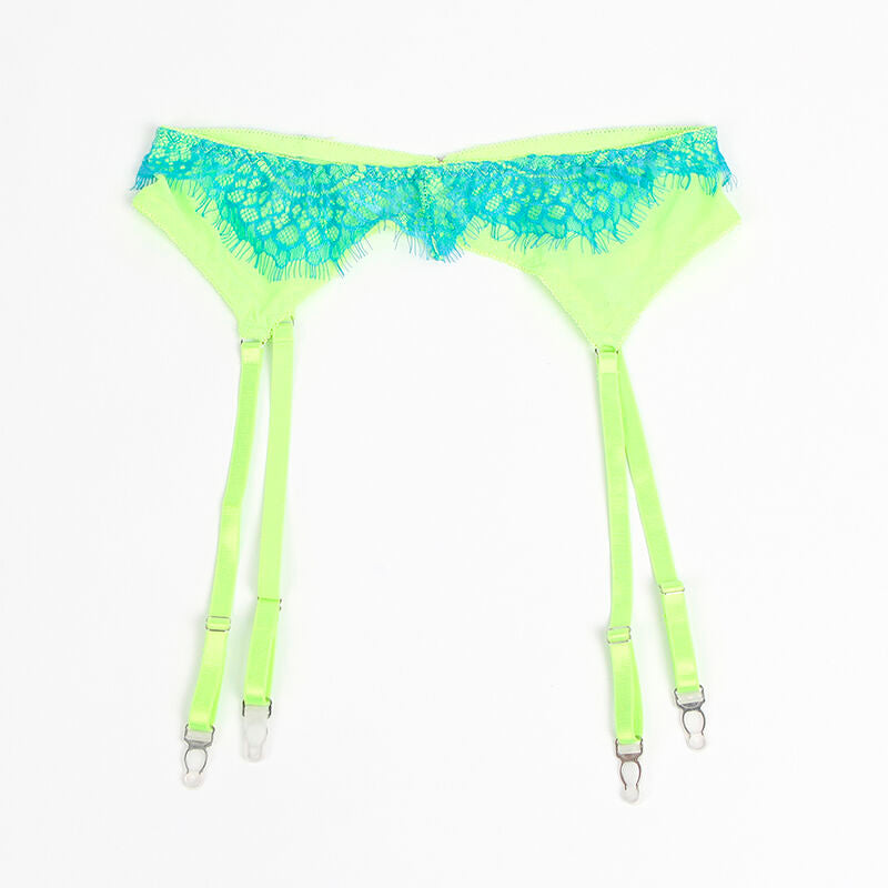 SUBBLIME - 955311 SET OF BRA WITH LACE AND GARTER LINES GREEN AND BLUE S/M - 13