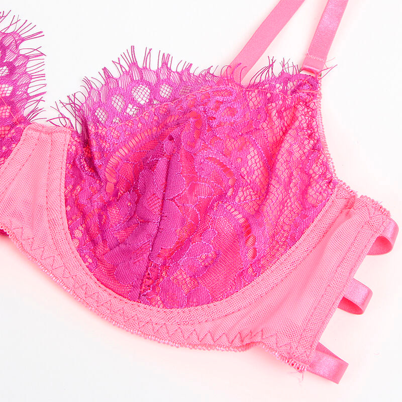 SUBBLIME - 955359 SET OF BRA WITH LACE AND GARTER LINKS PINK AND PURPLE S/M - 4