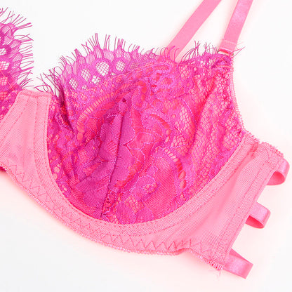SUBBLIME - 955359 SET OF BRA WITH LACE AND GARTER LINKS PINK AND PURPLE S/M - 4