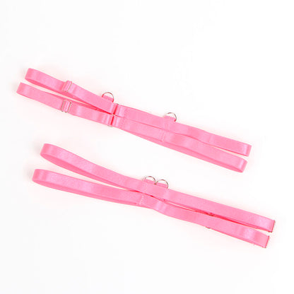 SUBBLIME - 955359 ENSEMBLE SOUTIEN-GORGE AVEC DENTELLE ET LIENS JARRETELLES ROSE ET VIOLET S/M