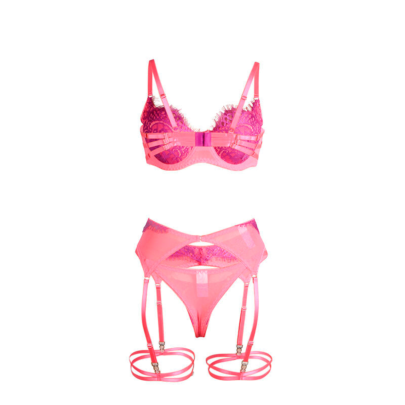 SUBBLIME - 955359 SET OF BRA WITH LACE AND GARTER LINKS PINK AND PURPLE S/M - 17