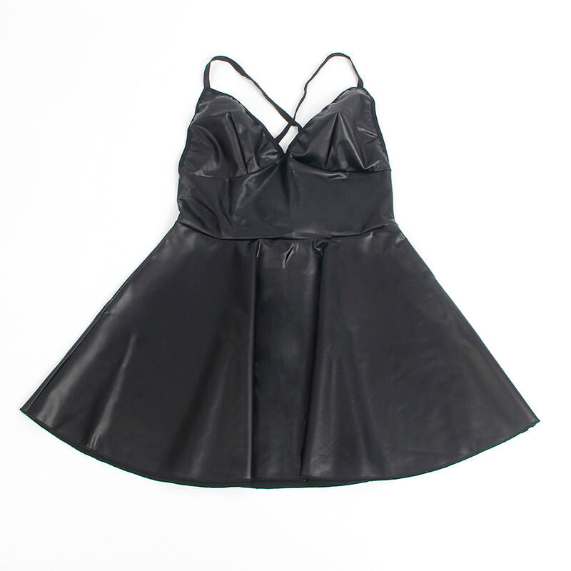SUBBLIME - 955373 ROBE À BRETELLES EN CUIR NOIR S/M