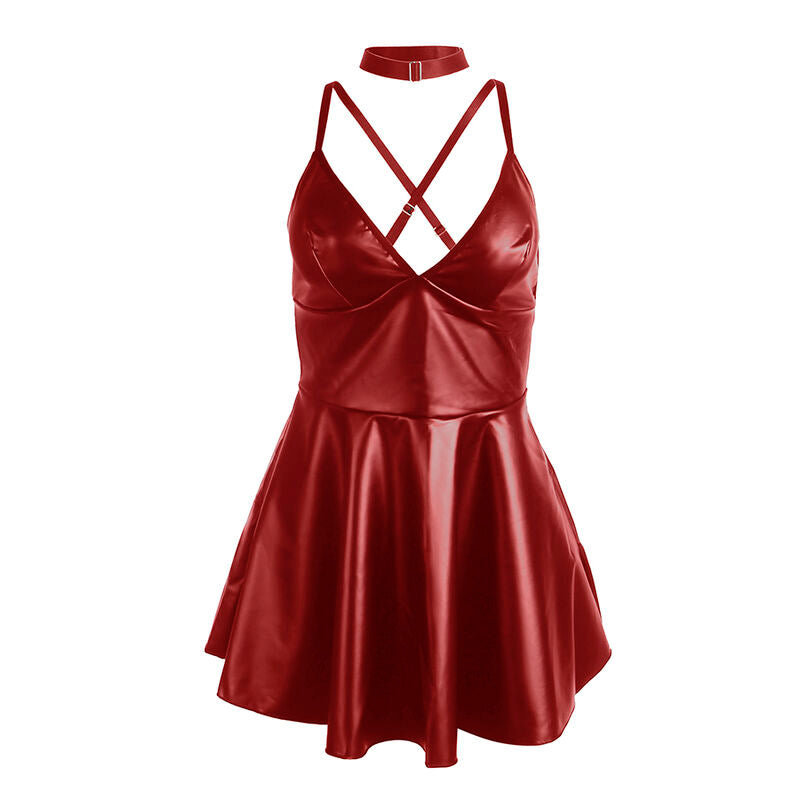 SUBBLIME - 955403 DRESS WITH BURGUNDY LEATHER STRAPS L/XL - 5