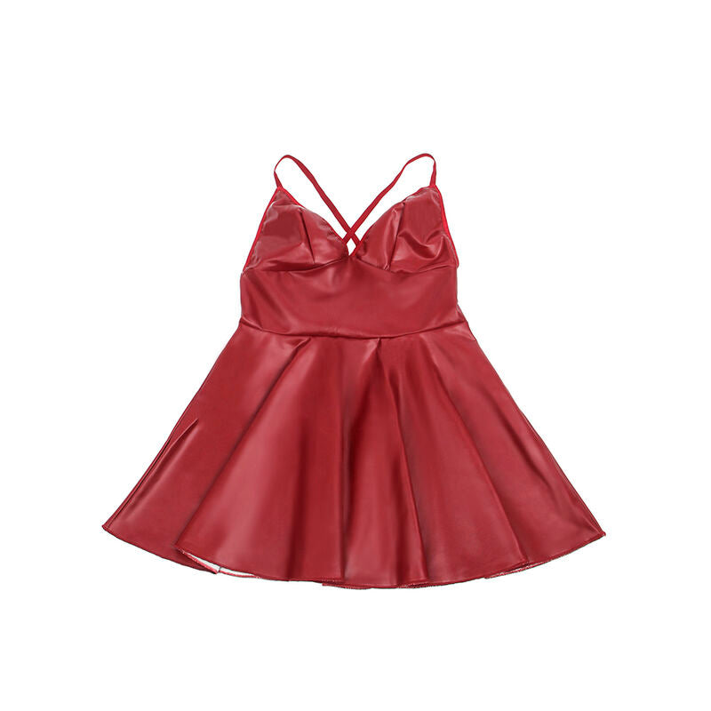 SUBBLIME - 955403 DRESS WITH BURGUNDY LEATHER STRAPS L/XL - 7