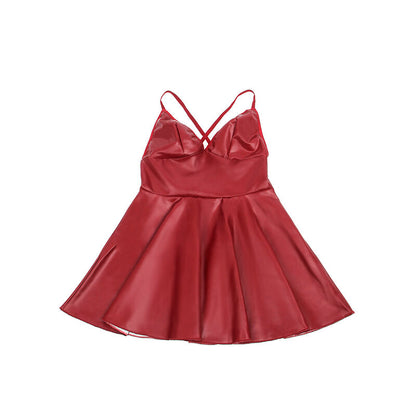 SUBBLIME - 955403 DRESS WITH BURGUNDY LEATHER STRAPS L/XL - 7