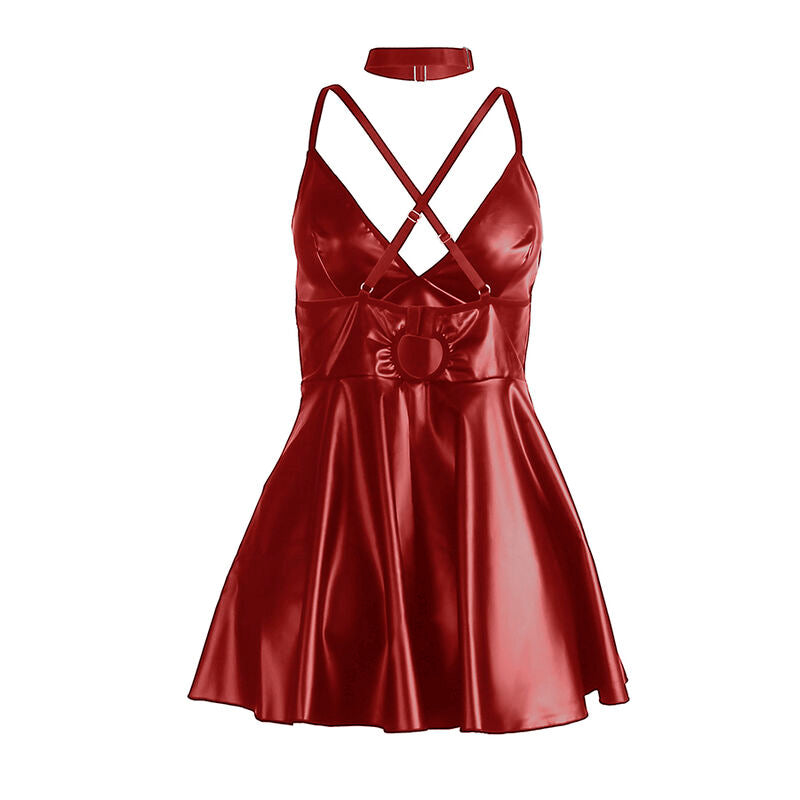 SUBBLIME - 955403 DRESS WITH BURGUNDY LEATHER STRAPS L/XL - 6