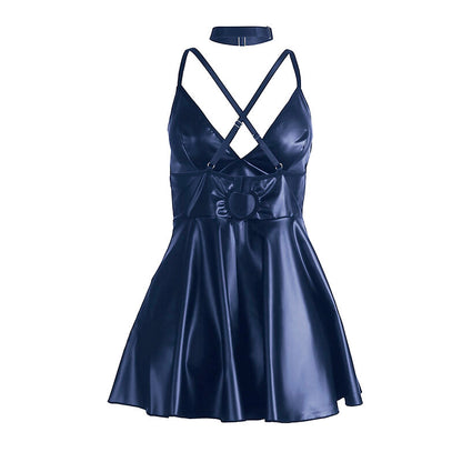 SUBBLIME - 955410 DRESS WITH BLUE LEATHER STRAPS S/M - 6