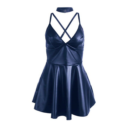 SUBBLIME - 955410 DRESS WITH BLUE LEATHER STRAPS S/M - 5
