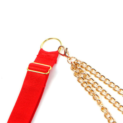 SUBBLIME - 955519 COMPLETO REGGISENO CON CATENE E CUORE IN RETE ROSSO S/M