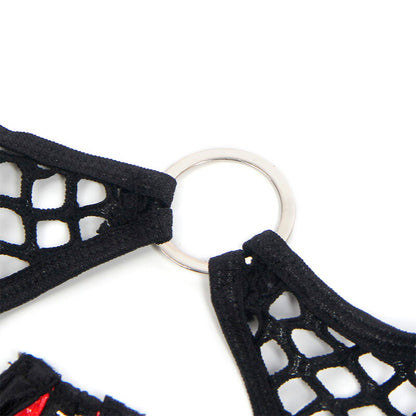 SUBBLIME - 955540 RED PATENT LEATHER BRA WITH ZIPPER AND MESH BRA L/XL