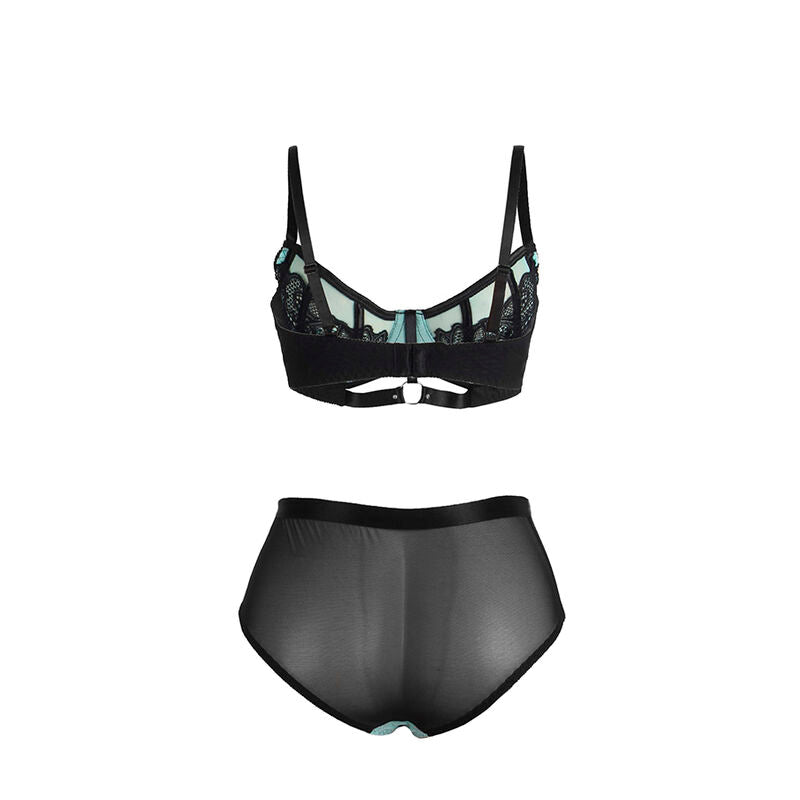 SUBBLIME - 955557 GREEN PATENT LEATHER MESH ZIPPER BRA SET S/M - 5