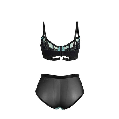 SUBBLIME - 955557 GREEN PATENT LEATHER MESH ZIPPER BRA SET S/M - 5