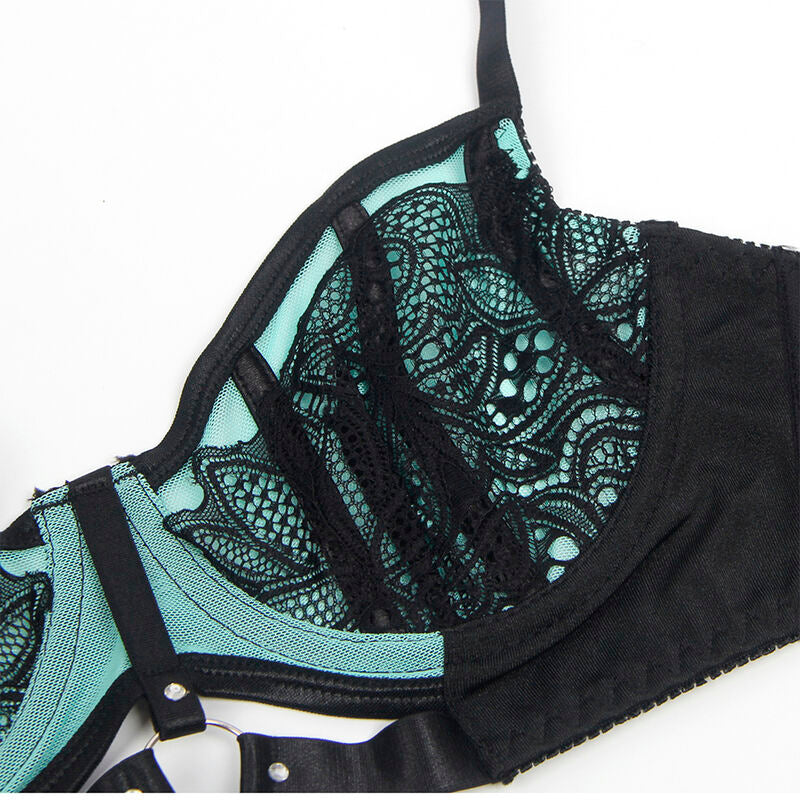 SUBBLIME - 955564 GREEN PATENT LEATHER MESH ZIPPER BRA SET L/XL - 11