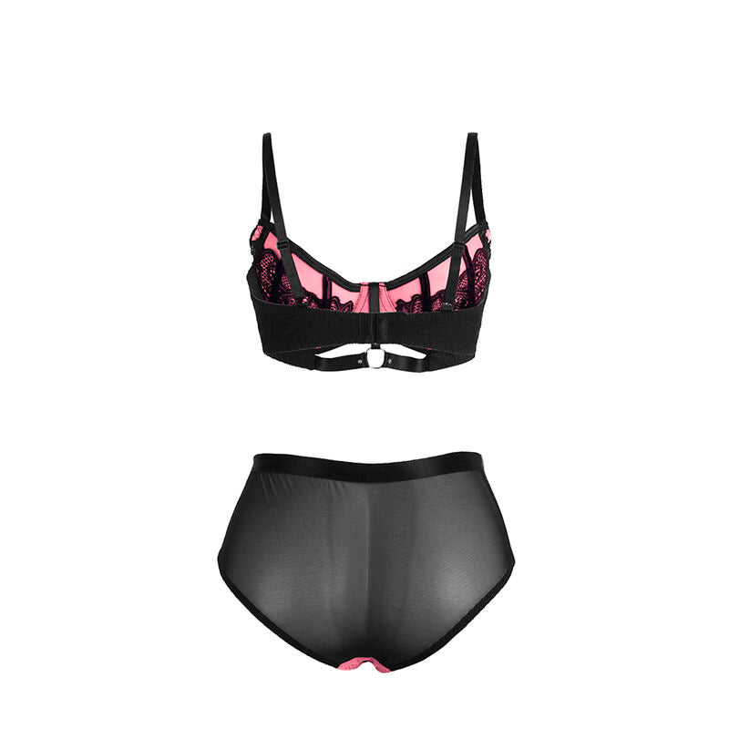 SUBBLIME - 955588 PINK PATENT BRA SET WITH MESH ZIP L/XL