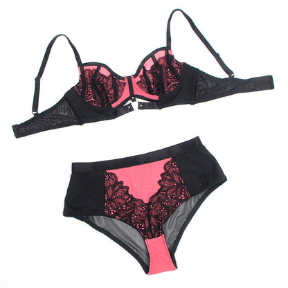 SUBBLIME - 955588 PINK PATENT LEATHER MESH ZIPPER BRA SET L/XL - 10